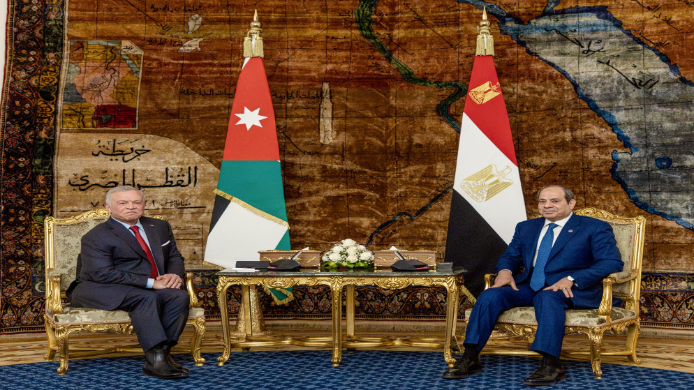العاهل الاردني والرئيس المصري يؤكدان على اهمية الحوار ونبذ العنف