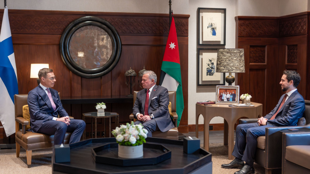 العاهل الأردني والرئيس الفنلندي يبحثان تعزيز التعاون ومستجدات المنطقة