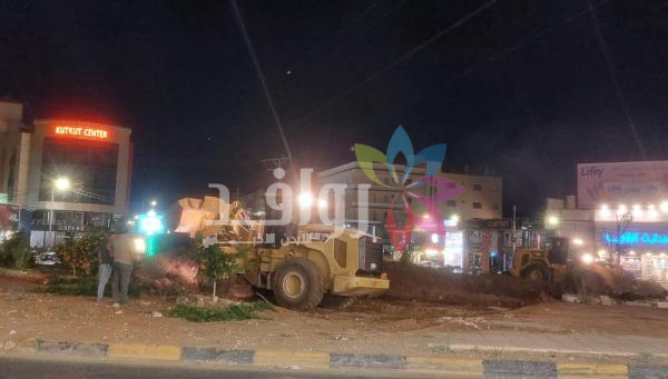 بدء إزالة دوار الثقافة في إربد لتركيب إشارة ذكية