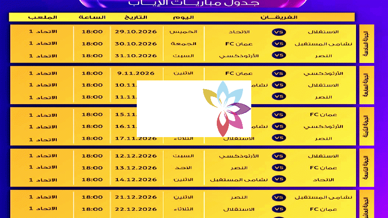 إصدار جدول مباريات إياب دوري المحترفات لكرة القدم